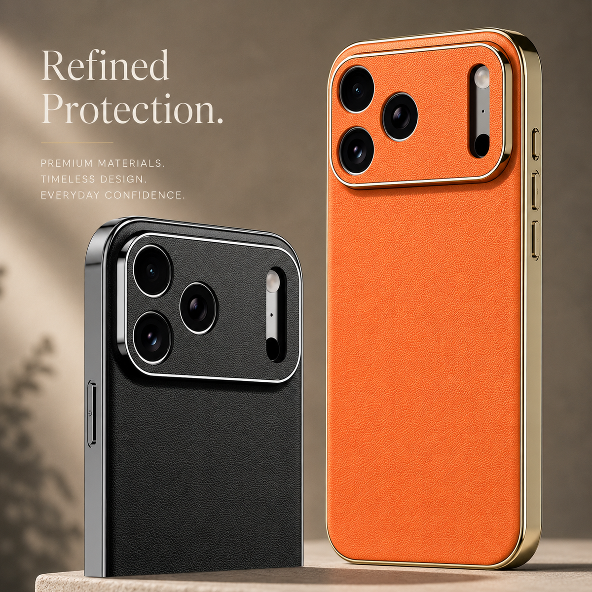 Premium iPhone Case Genuine Cowhide Leather Shockproof Cover Full Camera Lens Guard Anti-Slip Matte Finish Slim Protective Case for Everyday Daily Use