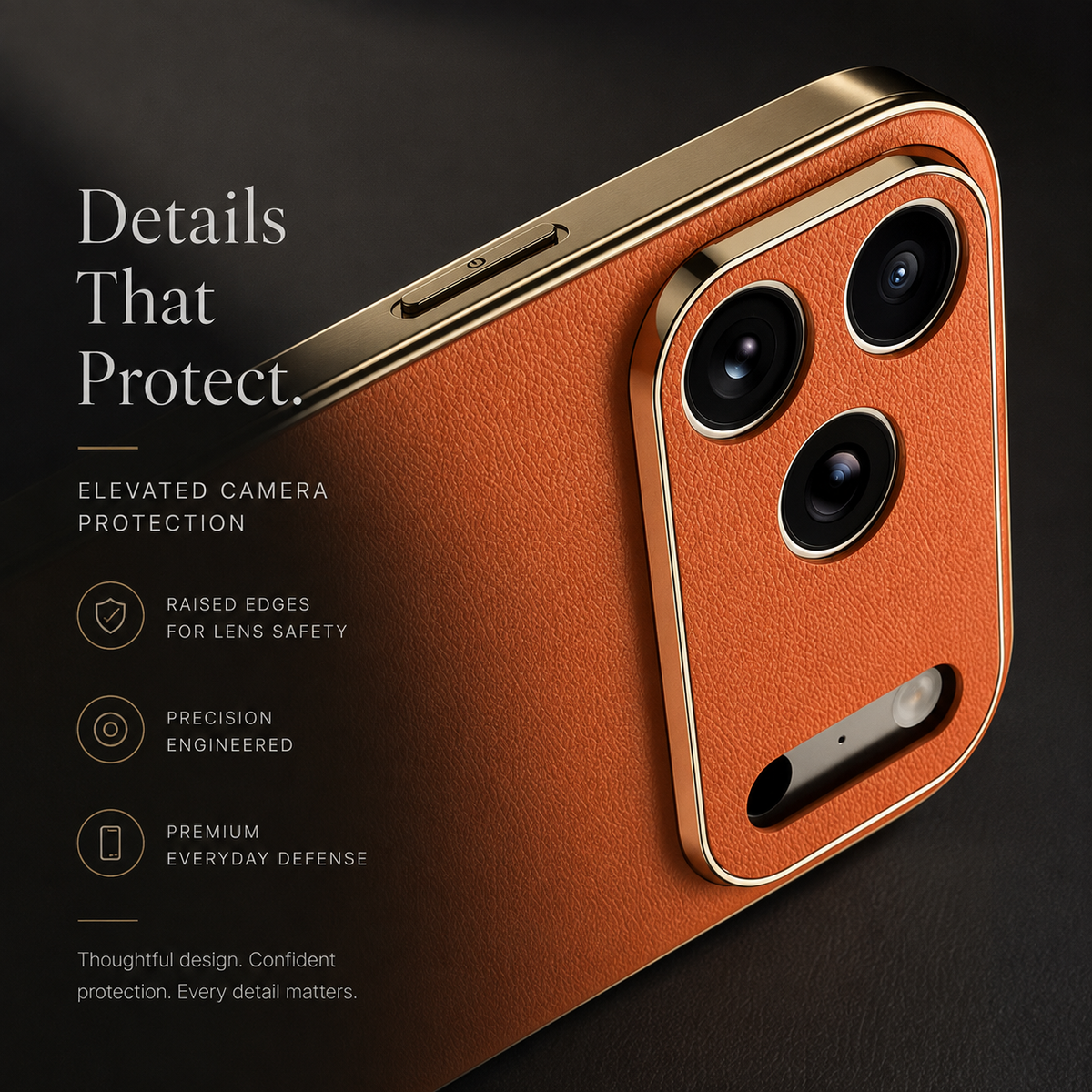 Premium iPhone Case Genuine Cowhide Leather Shockproof Cover Full Camera Lens Guard Anti-Slip Matte Finish Slim Protective Case for Everyday Daily Use