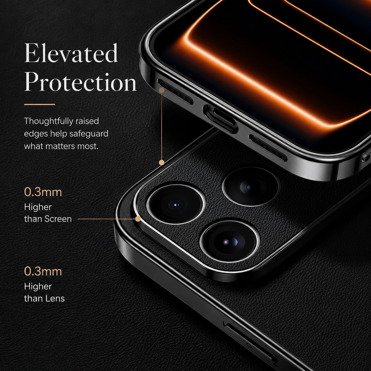Premium iPhone Case Genuine Cowhide Leather Shockproof Cover Full Camera Lens Guard Anti-Slip Matte Finish Slim Protective Case for Everyday Daily Use