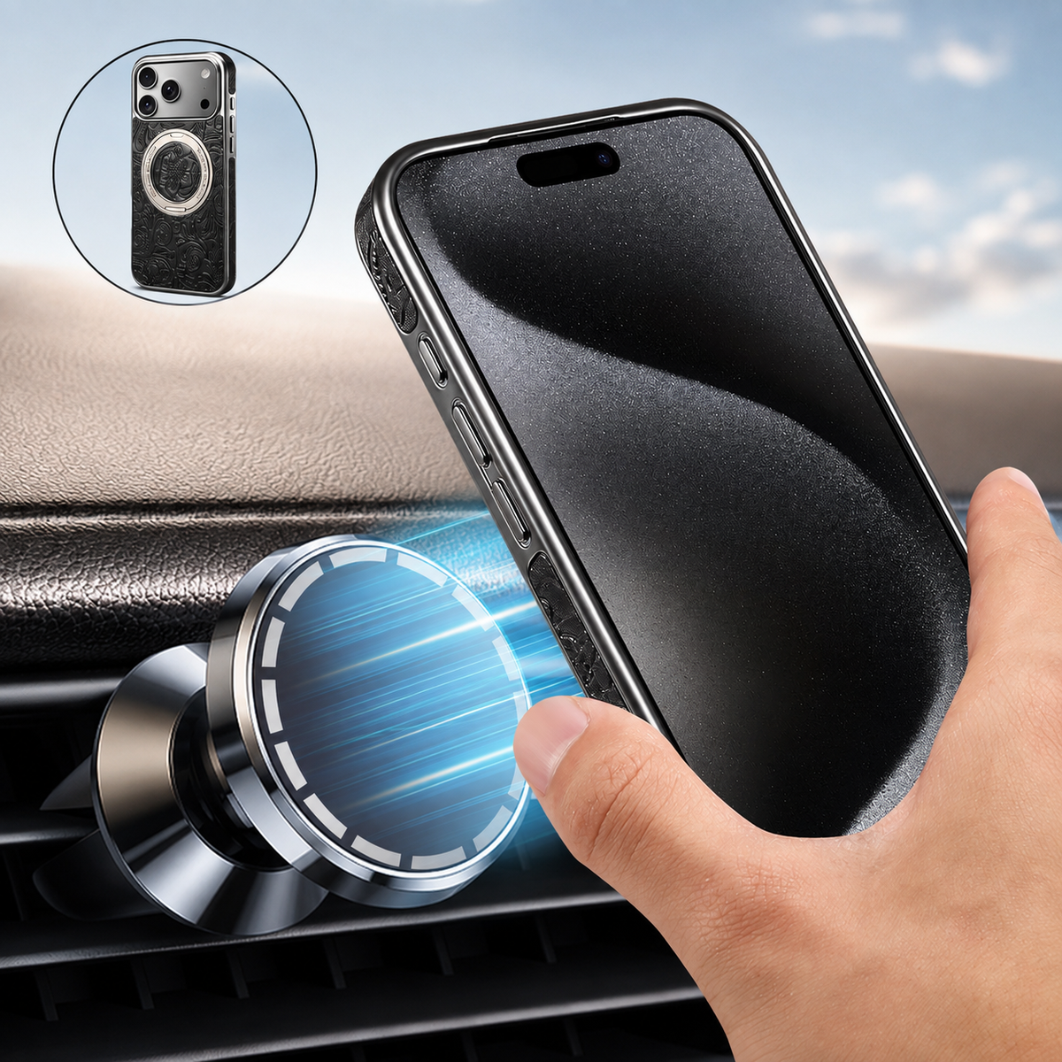 Premium iPhone Case Genuine Leather 360 Rotating Stand Holder Retro Printed Protective Cover Shockproof Non Slip Slim Full Coverage Business Case