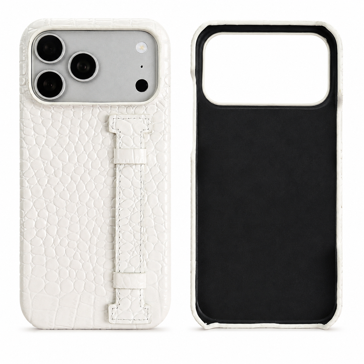 Premium iPhone Case Genuine Leather Crocodile Pattern Shockproof Protective Cover Wrist Strap Kickstand Anti Scratch Non Slip Slim Lightweight Case