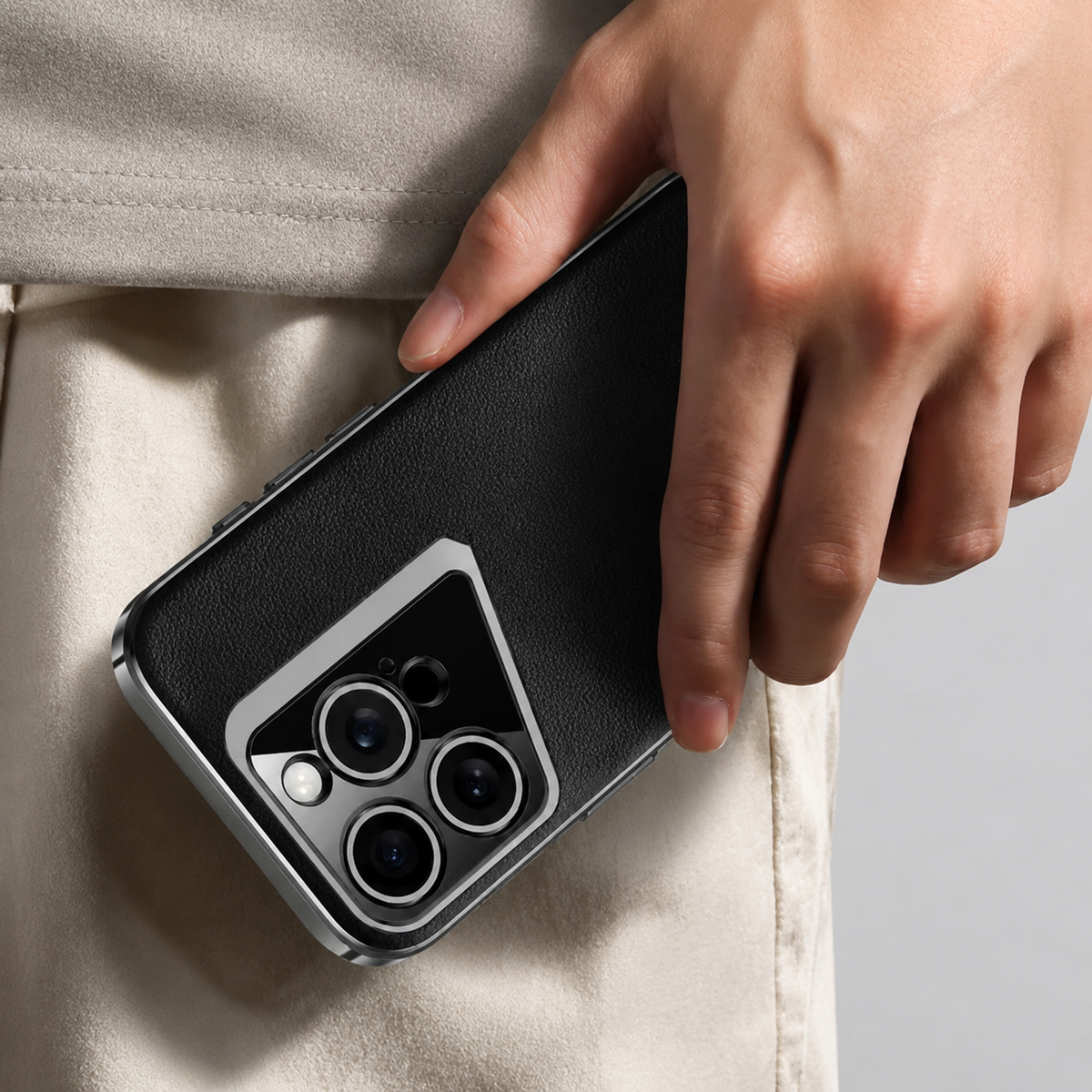 Premium iPhone Case Genuine Leather Electroplated Shockproof Protective Cover Hard PC Back Camera Lens Protection Anti Slip Grip Ultra Thin Slim Design