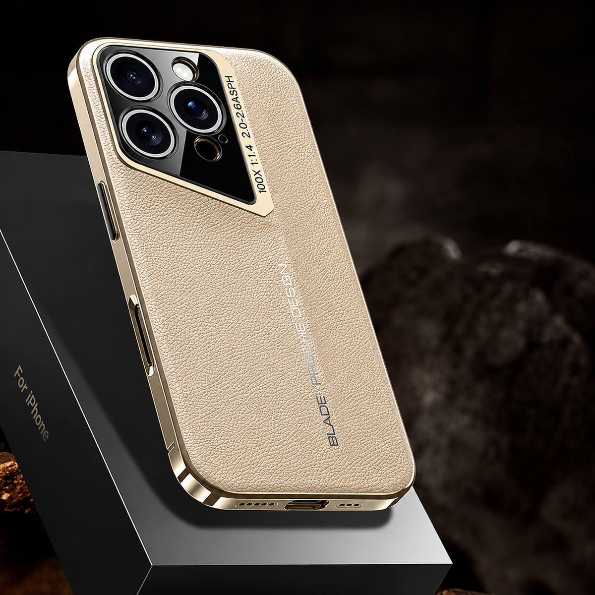 Premium iPhone Case Genuine Leather Electroplated Shockproof Protective Cover Hard PC Back Camera Lens Protection Anti Slip Grip Ultra Thin Slim Design