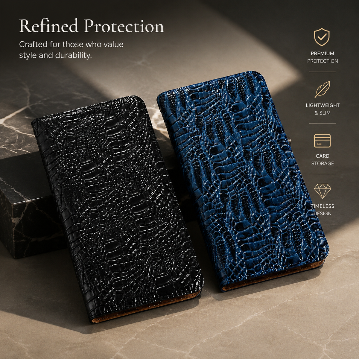 Premium iPhone Case Genuine Leather Flip Cover Card Pocket Non Slip Full Protection Scratch Resistant Soft Interior Slim Wallet Design Matte Daily Use