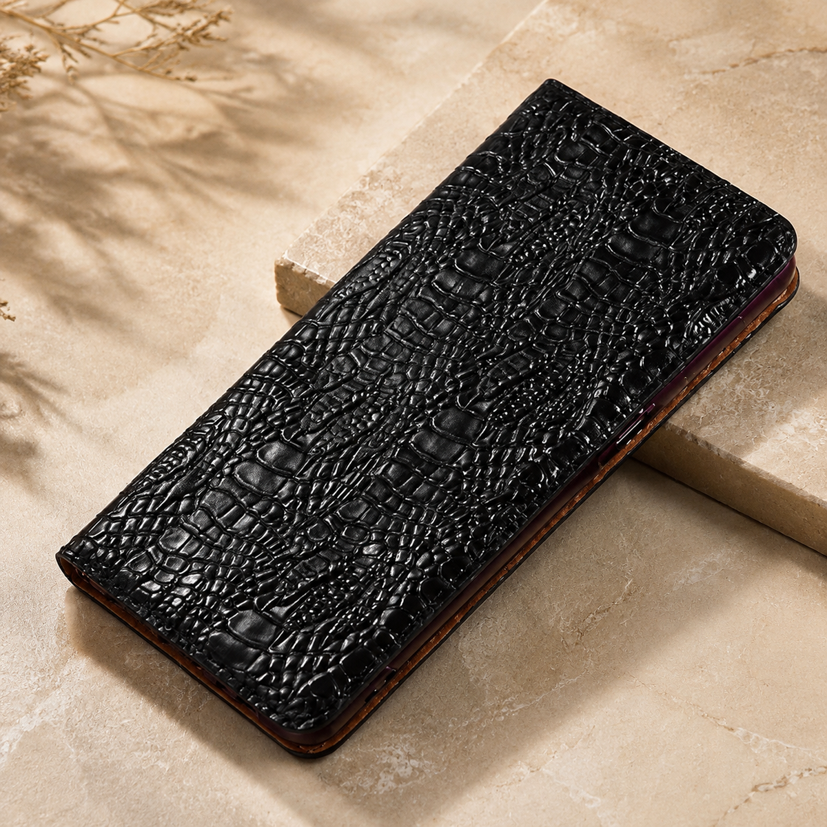 Premium iPhone Case Genuine Leather Flip Cover Card Pocket Non Slip Full Protection Scratch Resistant Soft Interior Slim Wallet Design Matte Daily Use