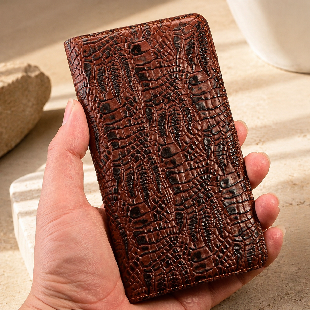 Premium iPhone Case Genuine Leather Flip Cover Card Pocket Non Slip Full Protection Scratch Resistant Soft Interior Slim Wallet Design Matte Daily Use