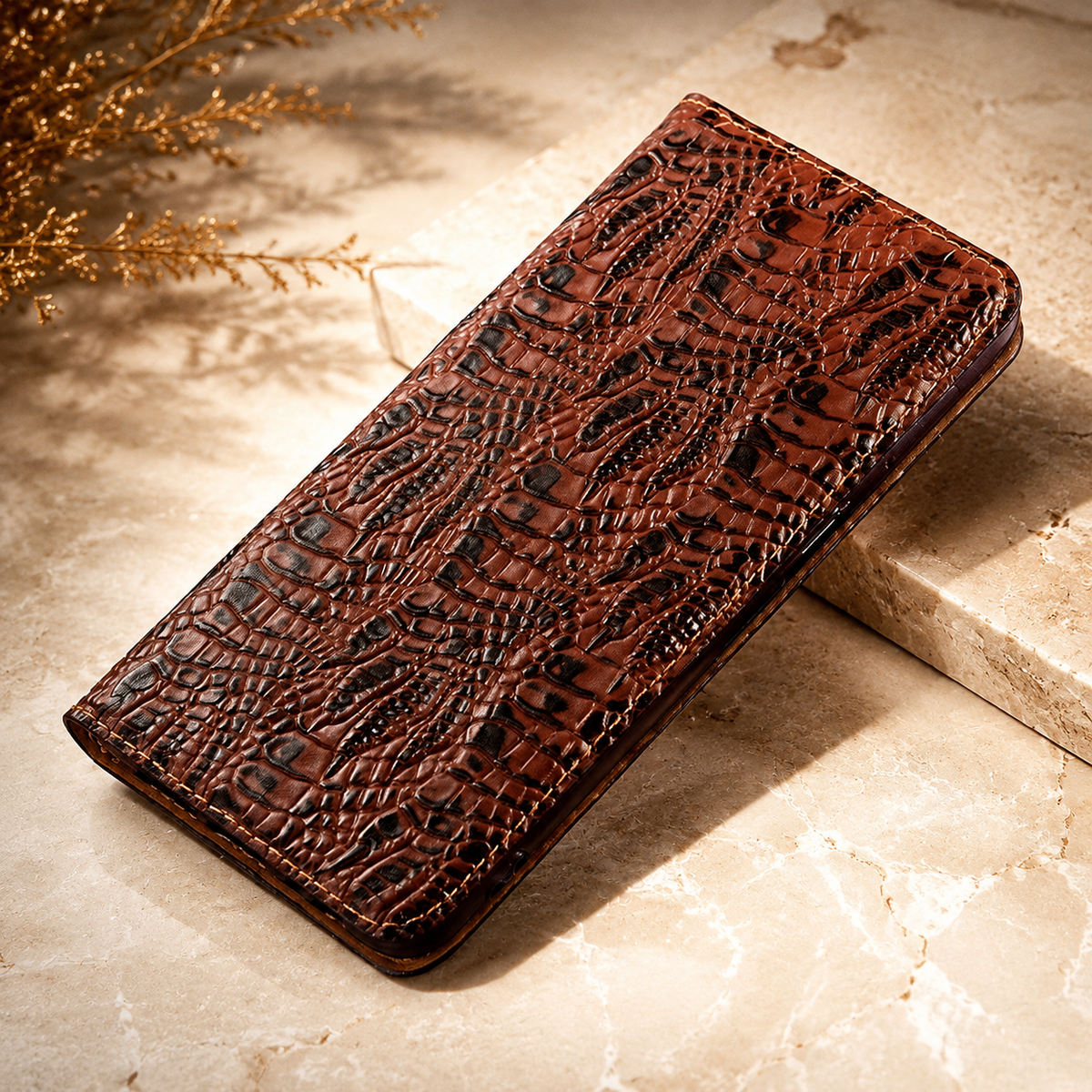 Premium iPhone Case Genuine Leather Flip Cover Card Pocket Non Slip Full Protection Scratch Resistant Soft Interior Slim Wallet Design Matte Daily Use