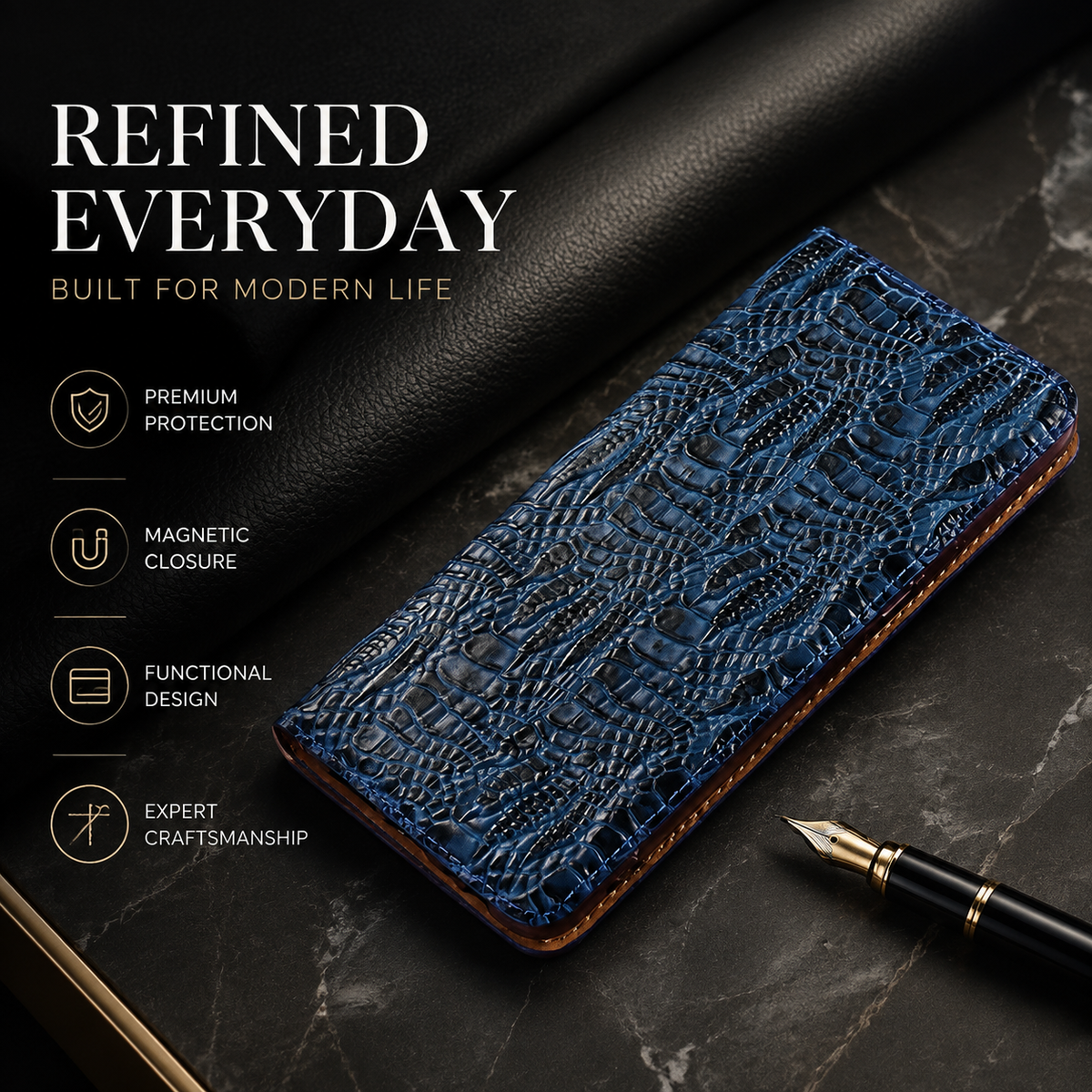 Premium iPhone Case Genuine Leather Flip Cover Card Pocket Non Slip Full Protection Scratch Resistant Soft Interior Slim Wallet Design Matte Daily Use