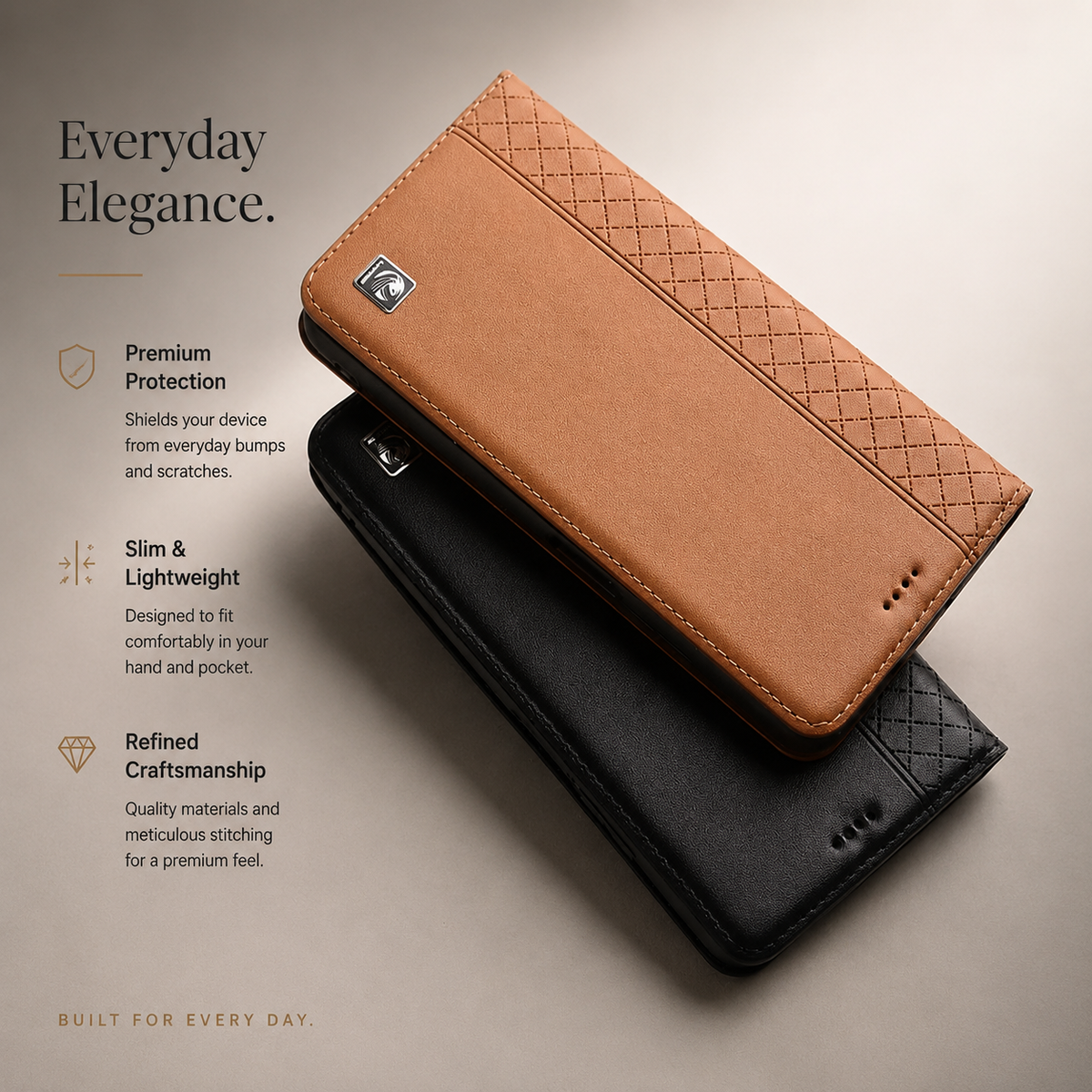 Premium iPhone Case Genuine Leather Flip Wallet Card Holder Kickstand Magnetic Closure Shockproof Protective Cover TPU Full Body Business Slim Design&nbsp;