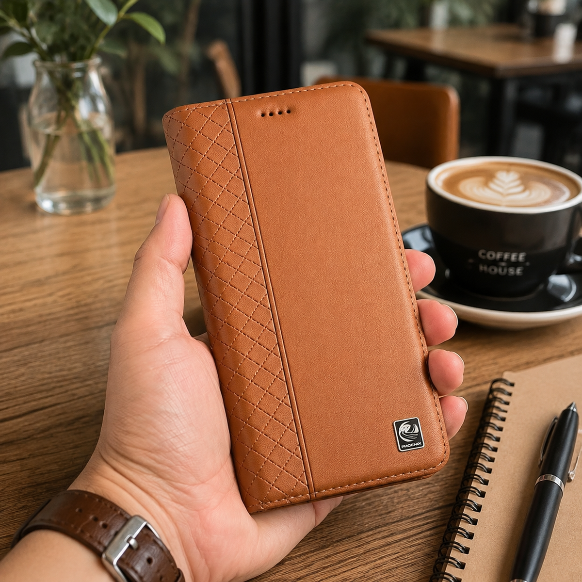 Premium iPhone Case Genuine Leather Flip Wallet Card Holder Kickstand Magnetic Closure Shockproof Protective Cover TPU Full Body Business Slim Design&nbsp;