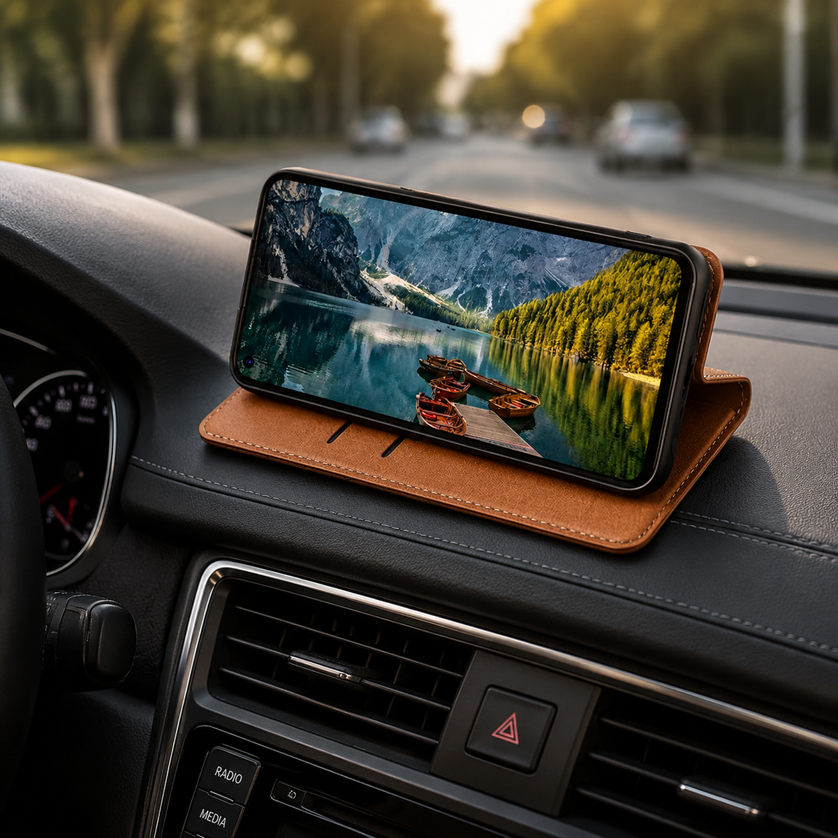 Premium iPhone Case Genuine Leather Flip Wallet Card Holder Kickstand Magnetic Closure Shockproof Protective Cover TPU Full Body Business Slim Design&nbsp;