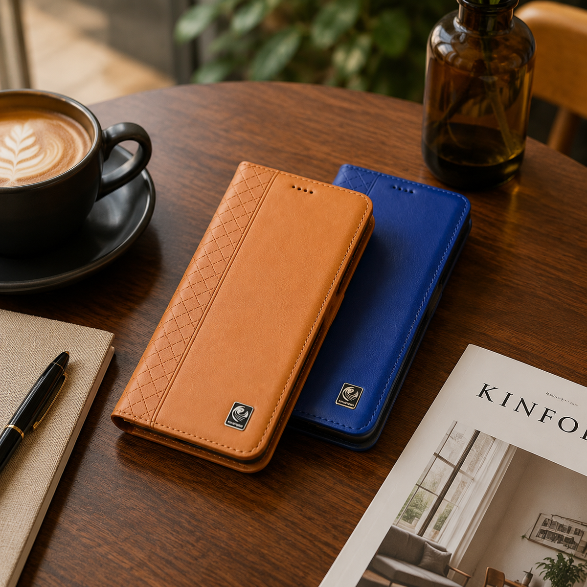 Premium iPhone Case Genuine Leather Flip Wallet Card Holder Kickstand Magnetic Closure Shockproof Protective Cover TPU Full Body Business Slim Design&nbsp;