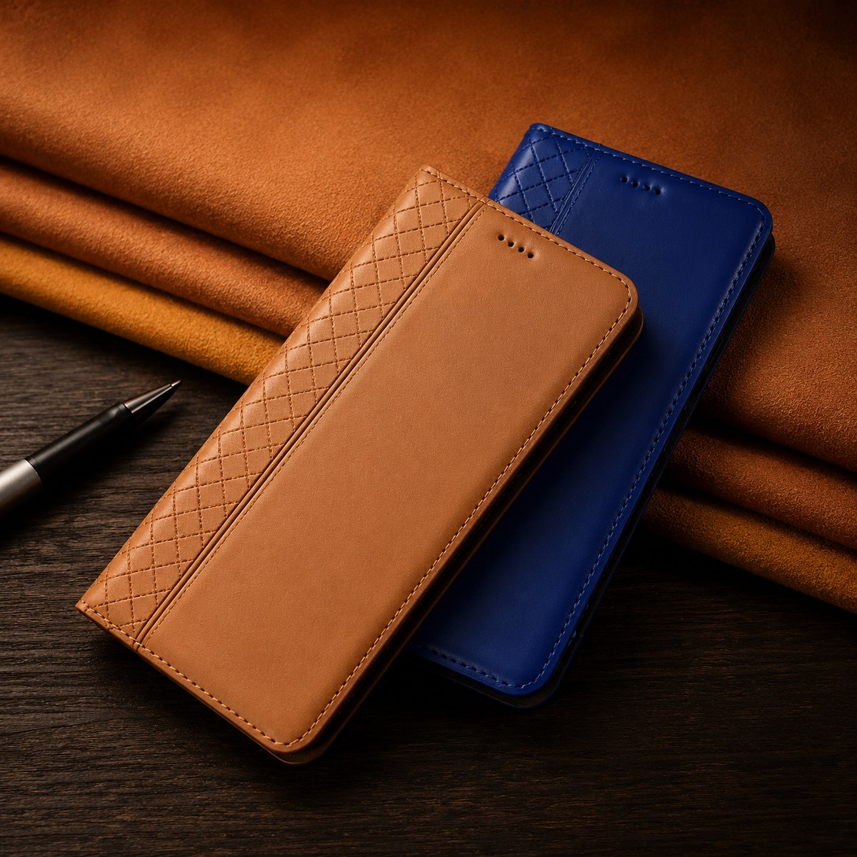 Premium iPhone Case Genuine Leather Flip Wallet Card Holder Kickstand Magnetic Closure Shockproof Protective Cover TPU Full Body Business Slim Design&nbsp;