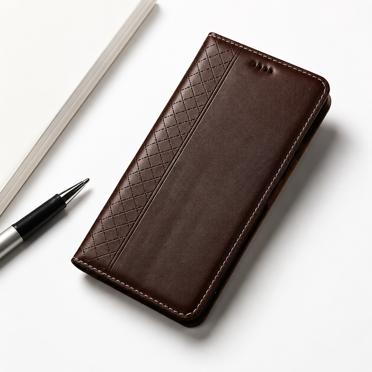 Premium iPhone Case Genuine Leather Flip Wallet Card Holder Kickstand Magnetic Closure Shockproof Protective Cover TPU Full Body Business Slim Design&nbsp;