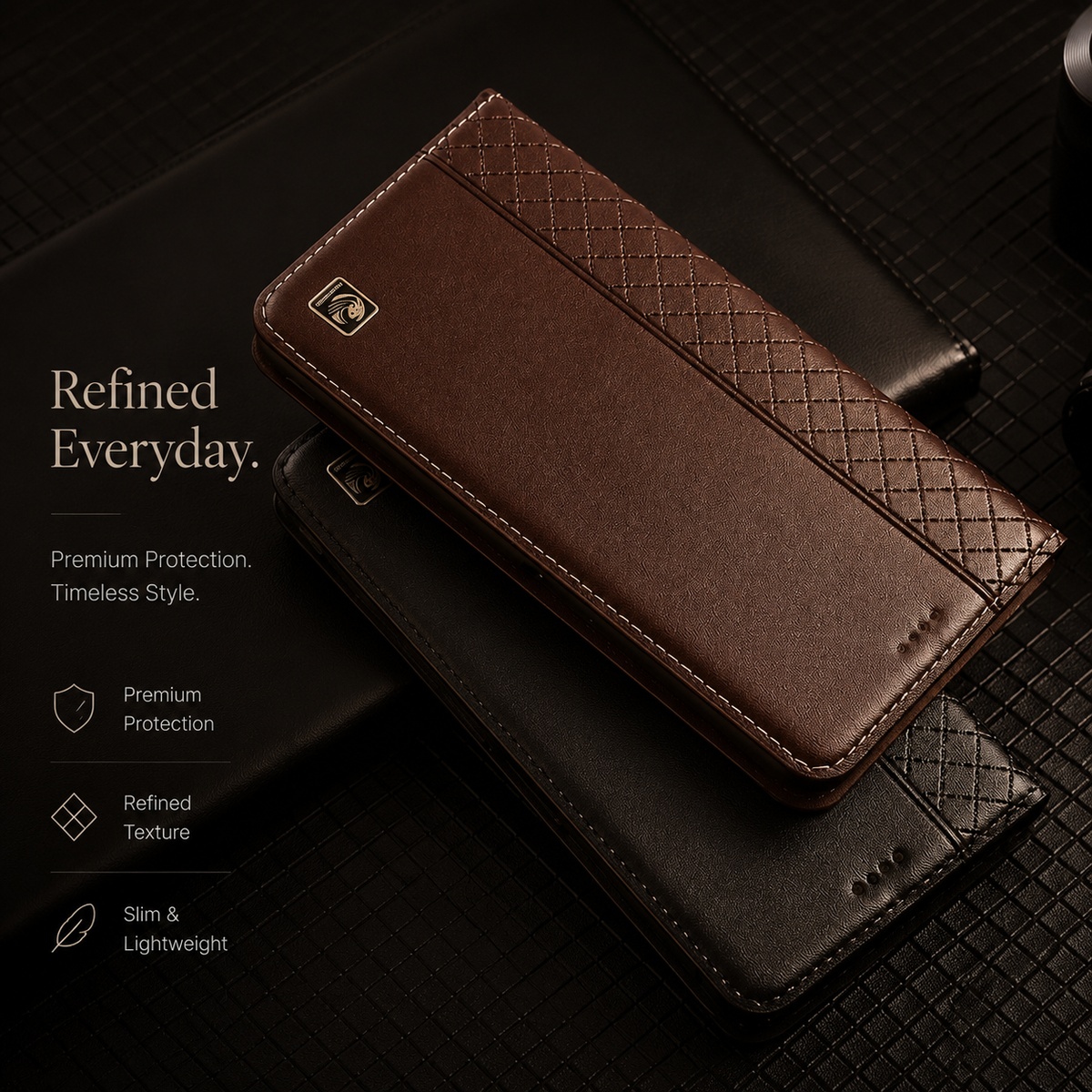 Premium iPhone Case Genuine Leather Flip Wallet Card Holder Kickstand Magnetic Closure Shockproof Protective Cover TPU Full Body Business Slim Design&nbsp;