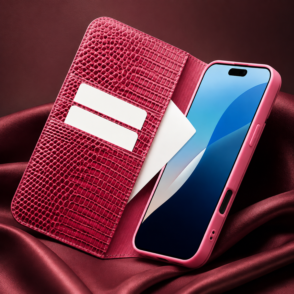 Premium iPhone Case Genuine Leather Flip Wallet Magnetic Closure Kickstand Card Holder Shockproof Dustproof Non Slip Full Coverage Protective Cover