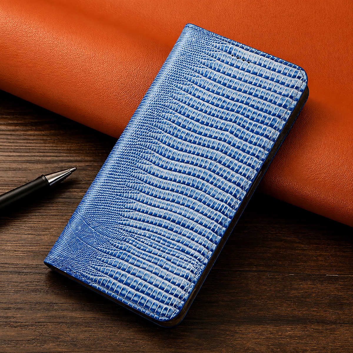 Premium iPhone Case Genuine Leather Flip Wallet Magnetic Closure Kickstand Card Holder Shockproof Dustproof Non Slip Full Coverage Protective Cover
