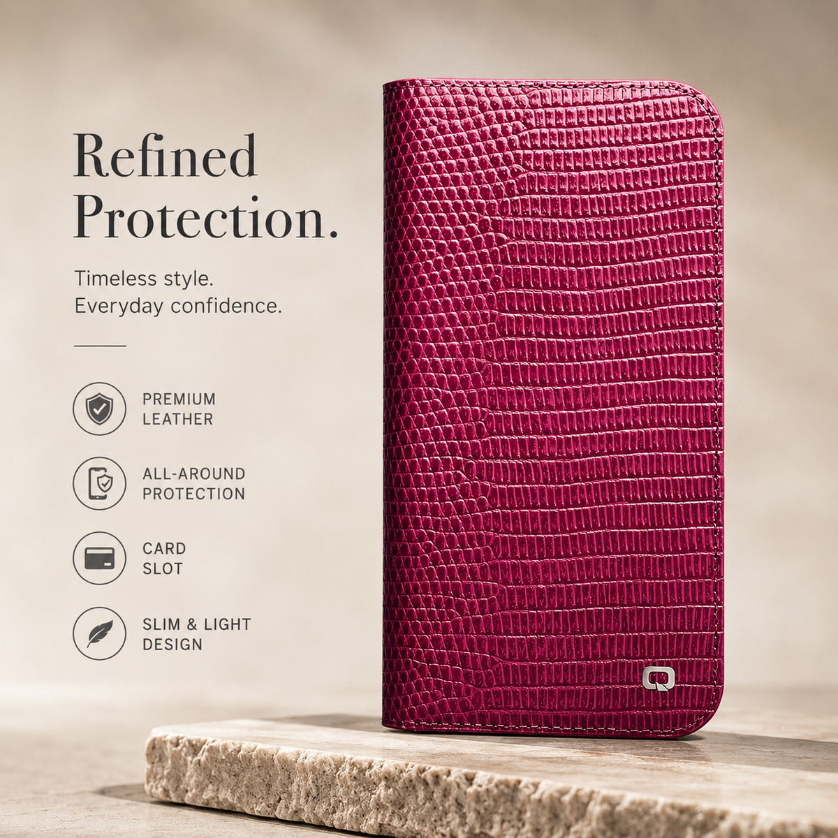 Premium iPhone Case Genuine Leather Flip Wallet Magnetic Closure Kickstand Card Holder Shockproof Dustproof Non Slip Full Coverage Protective Cover