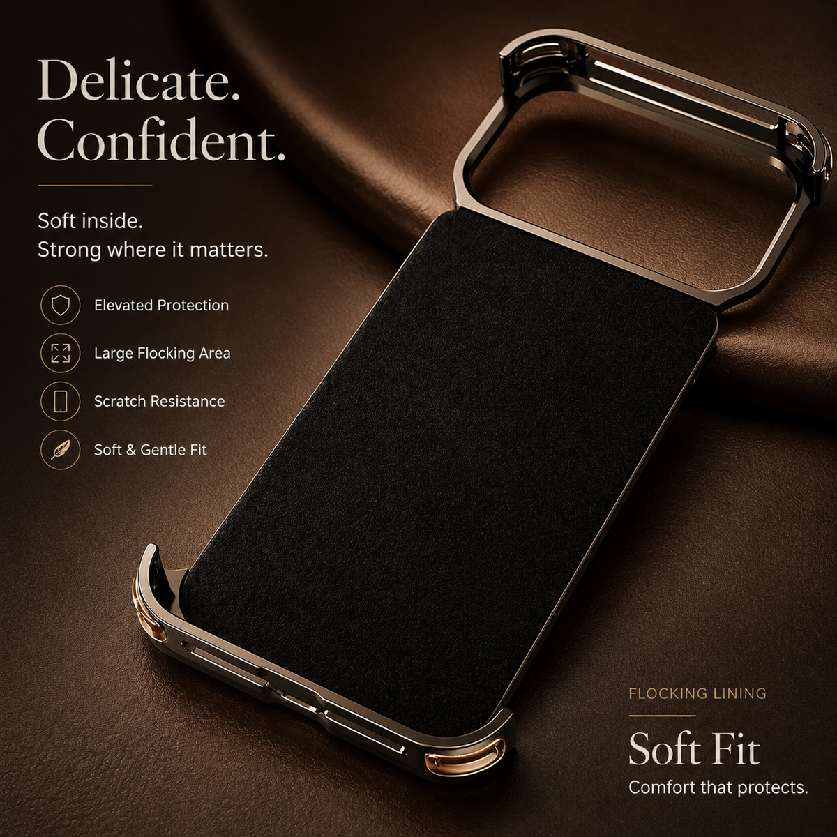 Premium iPhone Case Genuine Leather MagSafe Magnetic Cover Frameless Rotating Ring Stand Shockproof Anti-Drop Slim Protective Design for Everyday Uses