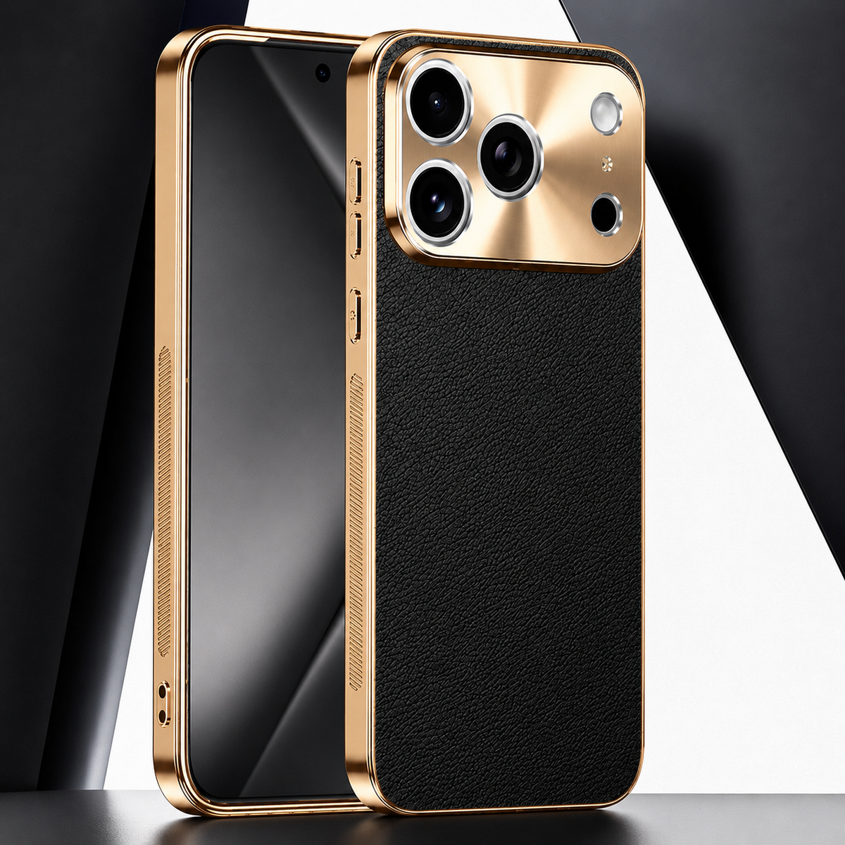Premium iPhone Case Genuine Leather MagSafe Magnetic Cover Rotating Ring Stand Shockproof Frameless Slim Protective Design Camera Guard Protection Use