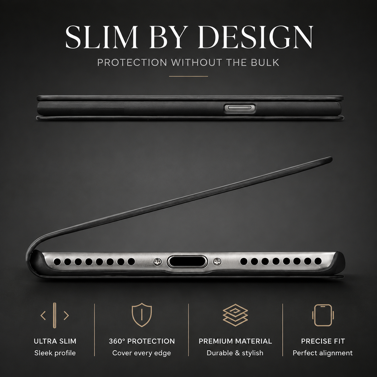 Premium iPhone Case Genuine Leather Wallet Flip Cover Card Holder Anti Scratch Slim Full Coverage Protective Cover Lightweight Magnetic Closure Design