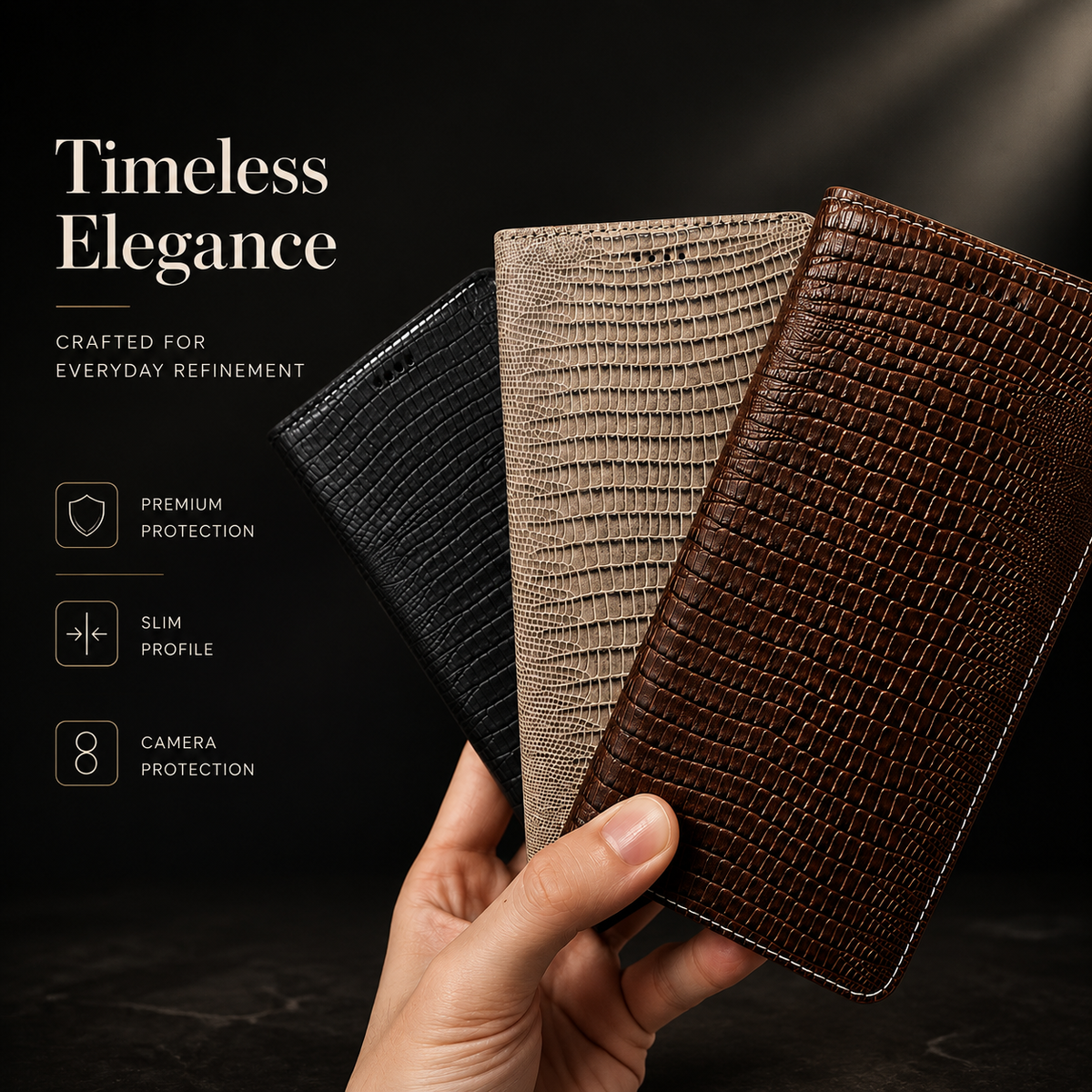 Premium iPhone Case Genuine Leather Wallet Flip Cover Magnetic Closure Kickstand Shockproof Full Body Protection Card Holder Luxury Design