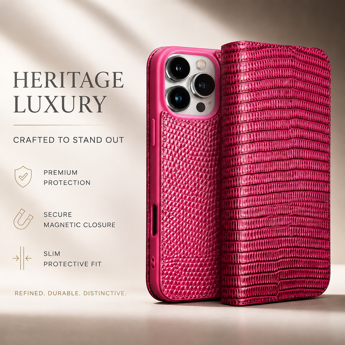 Premium iPhone Case Genuine Leather Wallet Flip Cover Magnetic Closure Kickstand Shockproof Full Body Protection Card Holder Luxury Design