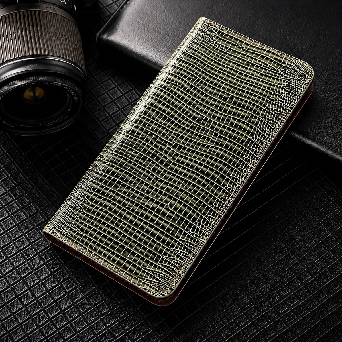 Premium iPhone Case Genuine Leather Wallet Flip Cover Magnetic Closure Kickstand Shockproof Full Body Protection Card Holder Luxury Design