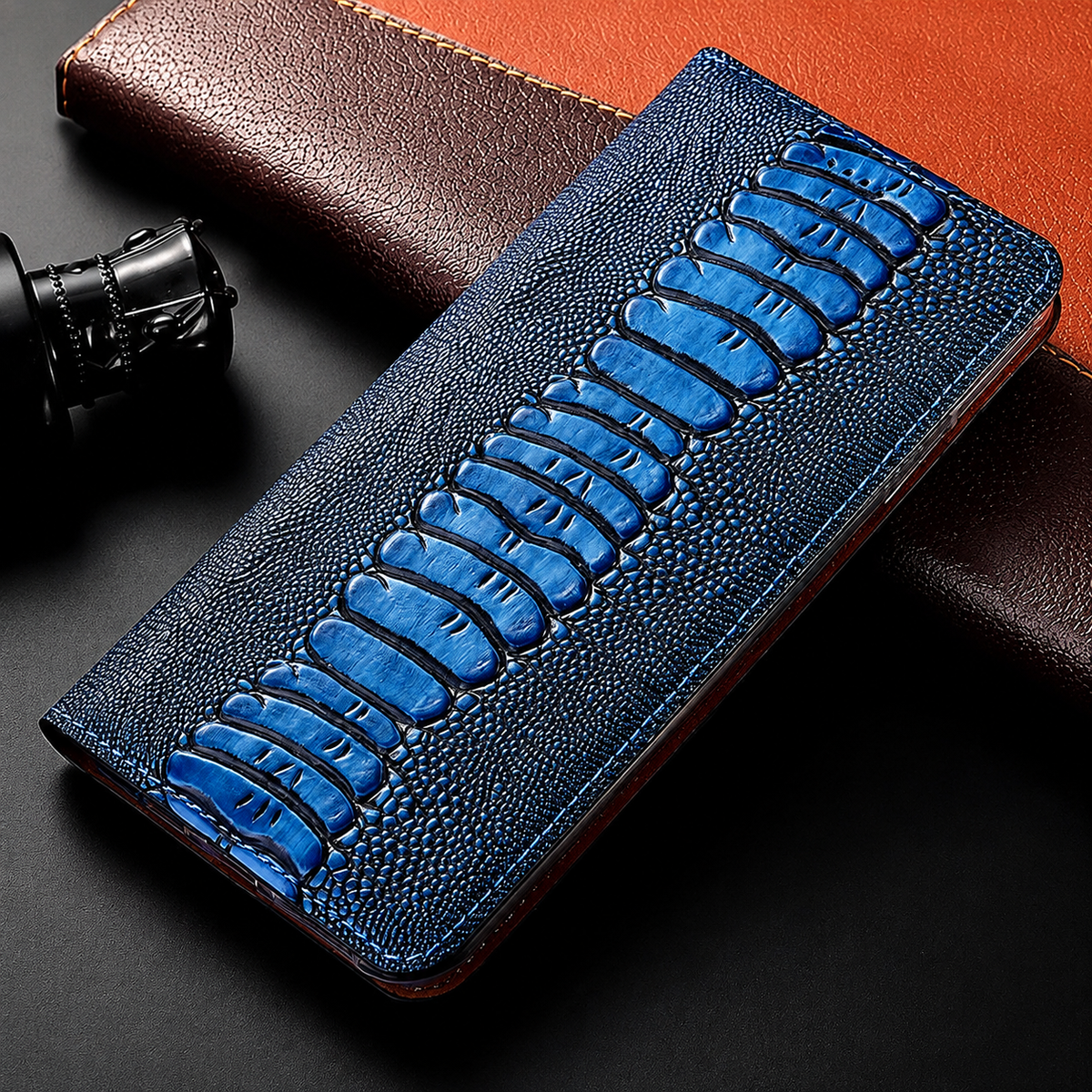 Premium iPhone Case Genuine Leather Wallet MagSafe Compatible Flip Cover Card Holder Magnetic Closure Shockproof Camera Protection Slim Elegant Design