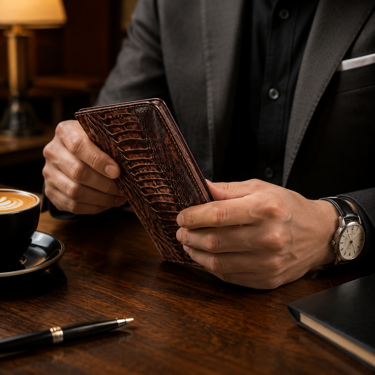 Premium iPhone Case Genuine Leather Wallet MagSafe Compatible Flip Cover Card Holder Magnetic Closure Shockproof Camera Protection Slim Elegant Design
