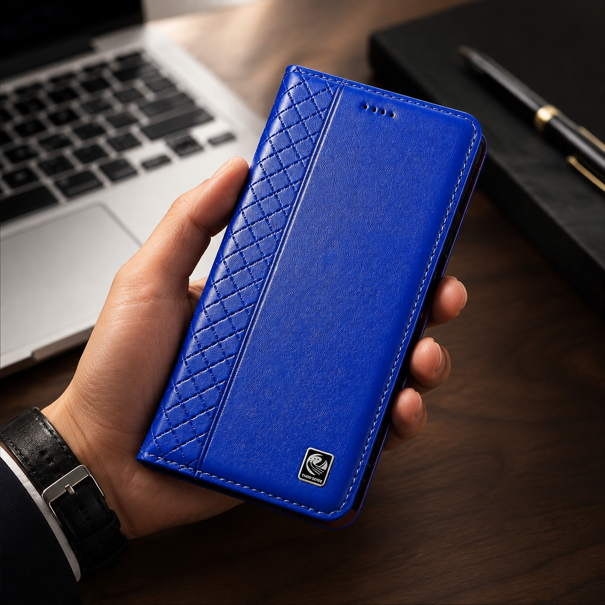 Premium iPhone Case Genuine Nappa Leather Wallet Flip Cover Card Holder Magnetic Closure Shockproof Full Body Stand Slim Business Design