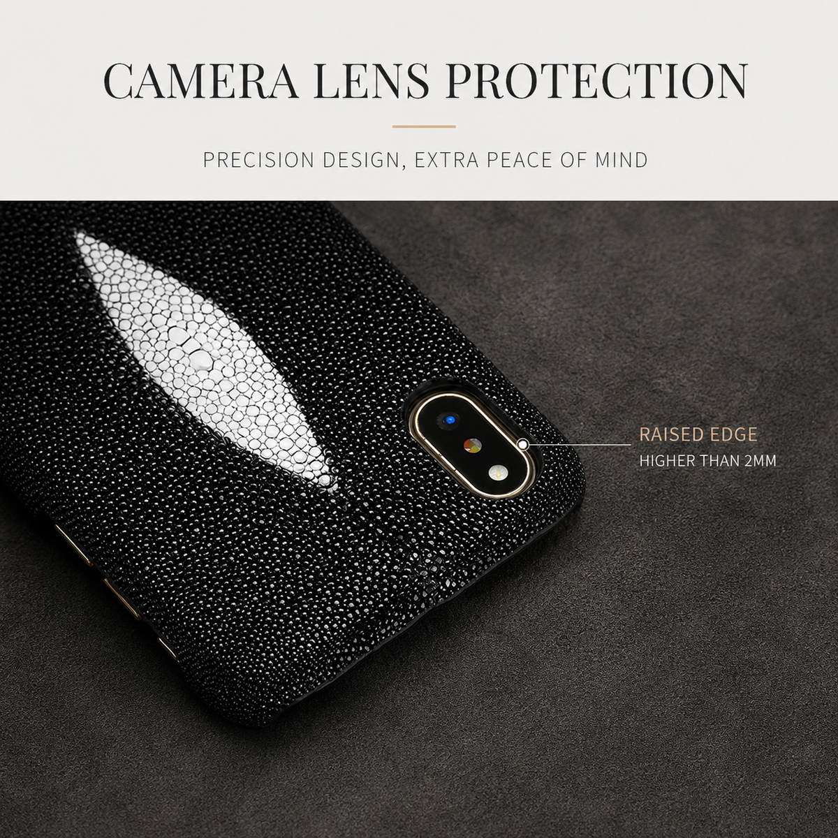 Premium iPhone Case Genuine Stingray Leather Shockproof Half Wrapped Lightweight Anti Scratch Anti Fingerprint Dustproof Non Slip Protective Fit Cover