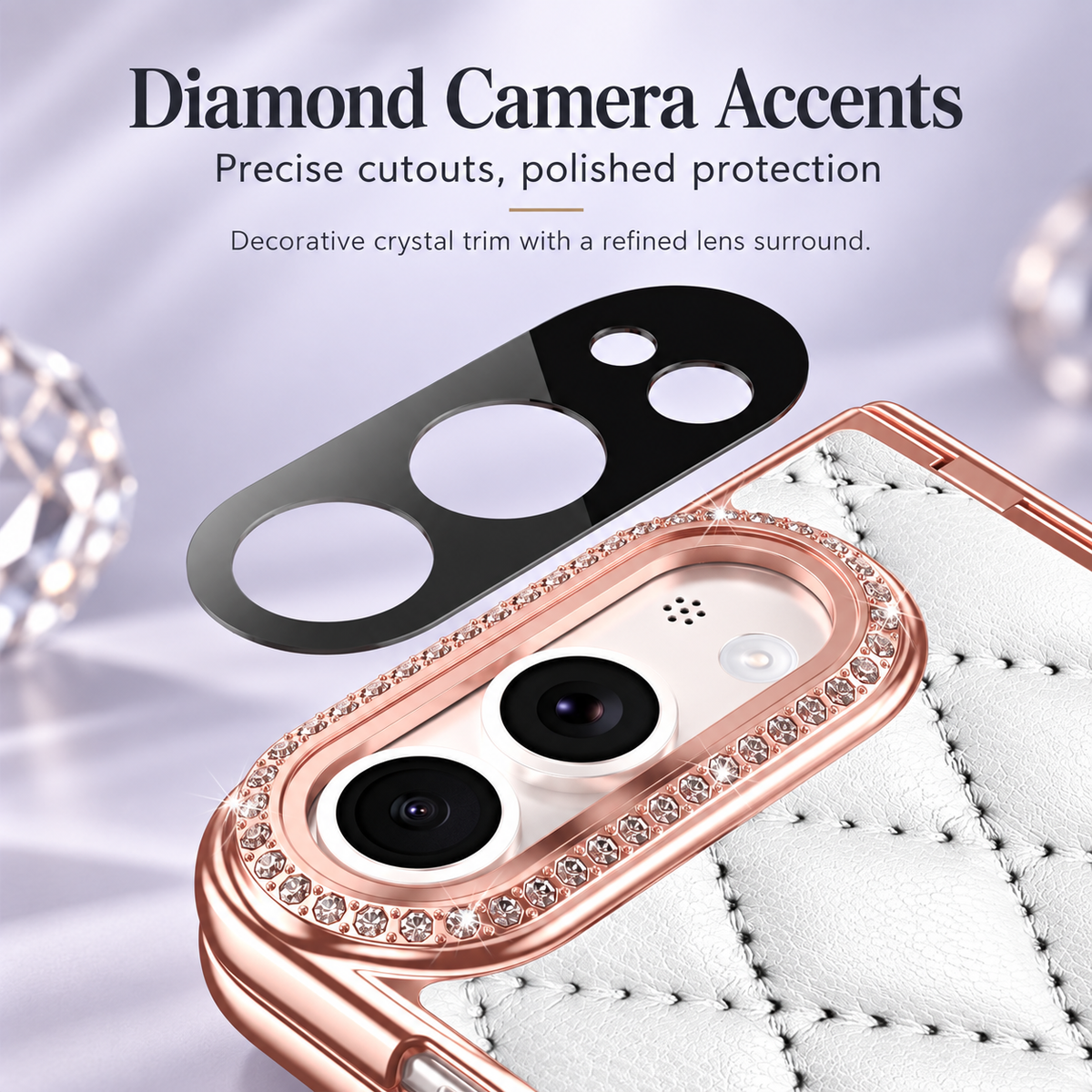 Premium iPhone Case Golden Glitter Diamond Leather Hinge Protection Foldable Cover Glass Screen Protector Shockproof Slim Luxury Protective Phone Cover Case