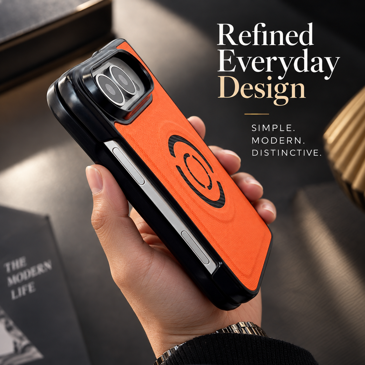 Premium iPhone Case Hard PC Artificial Leather MagSafe Magnetic Wireless Charging Foldable Cover Shockproof Bumper Slim Durable Protective Phone Cover Case
