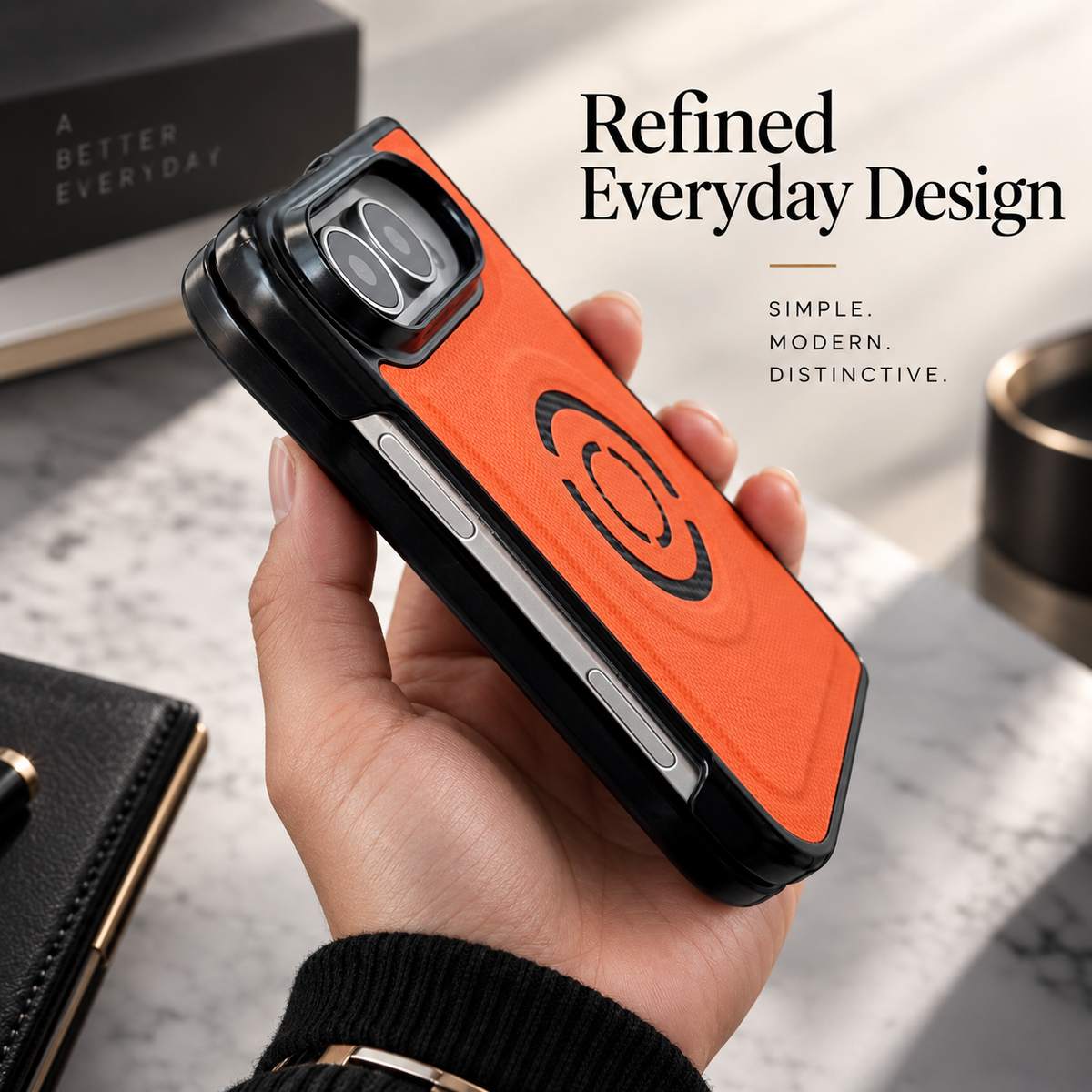 Premium iPhone Case Hard PC Artificial Leather MagSafe Magnetic Wireless Charging Foldable Cover Shockproof Bumper Slim Durable Protective Phone Cover Case
