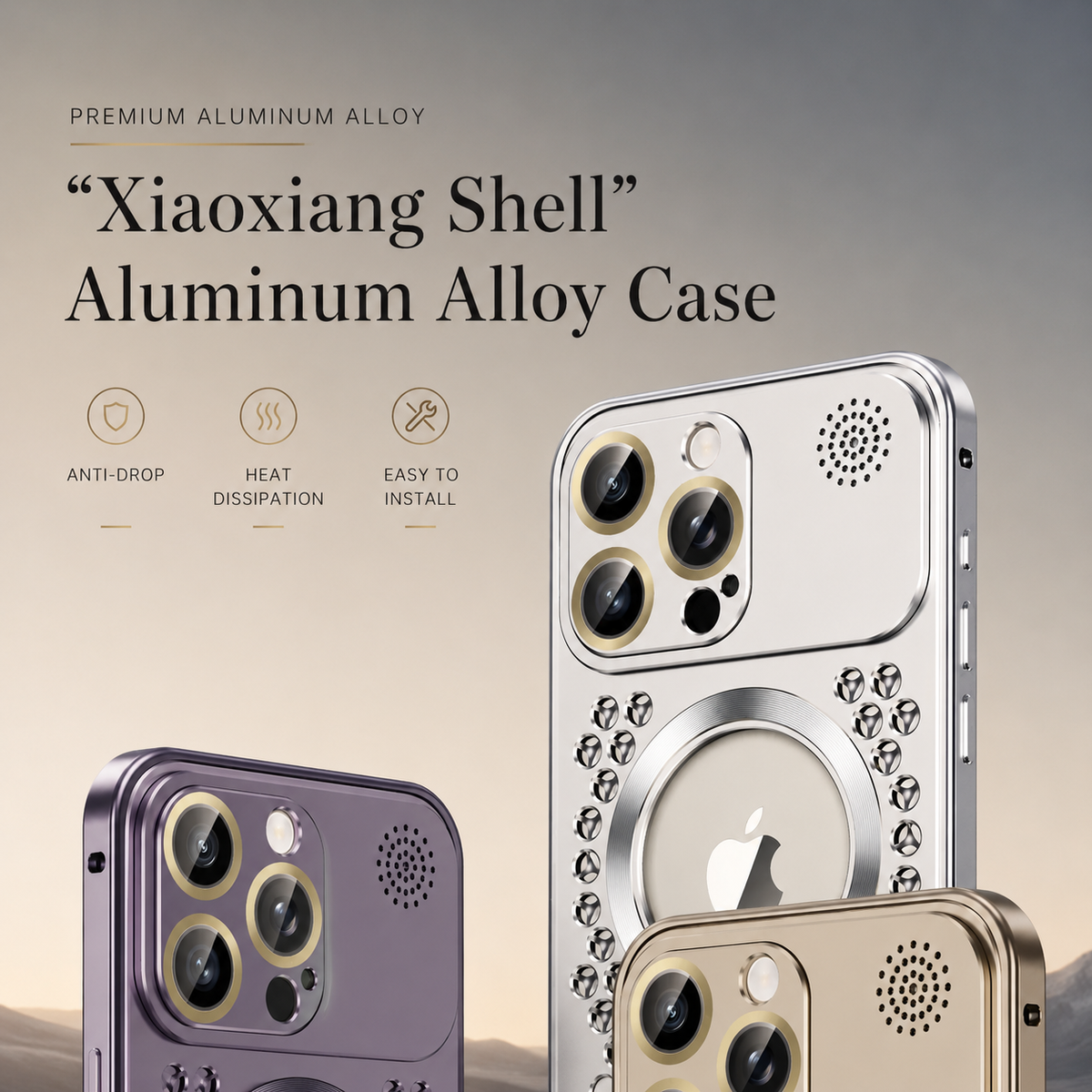 Premium iPhone Case Heat Dissipation Magnetic Aluminum Cover MagSafe Compatible Dual Layer Shockproof Slim Scratch Resistant Protective Finish Designs