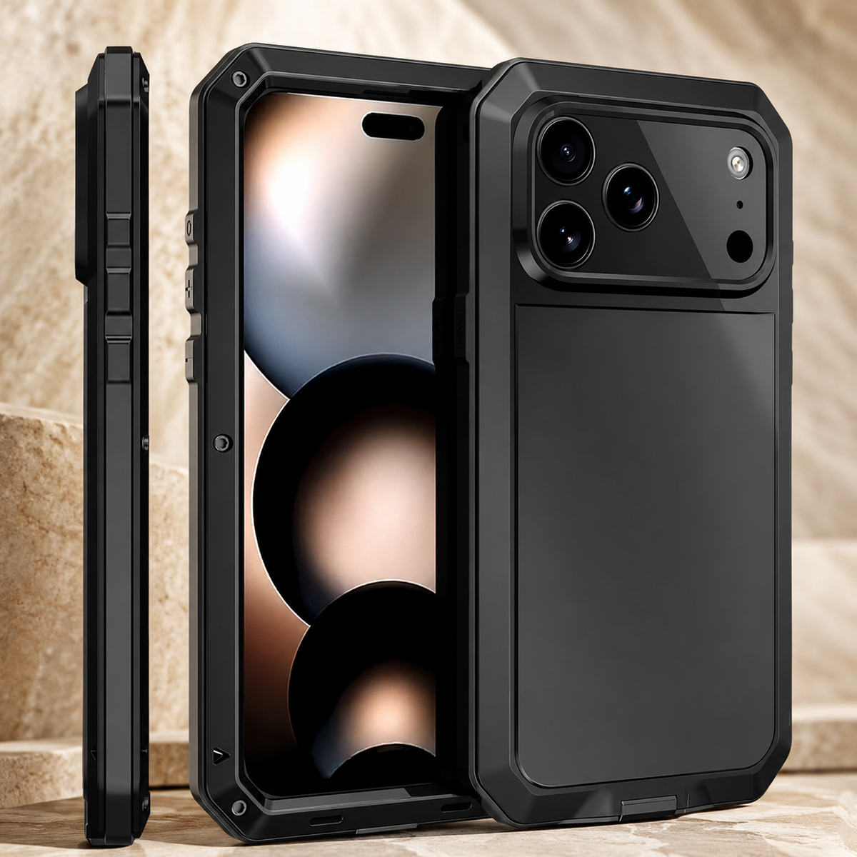 Premium iPhone Case Heavy Duty Aluminum Armor 360 Full Body Shockproof Protective Cover Anti Scratch Anti Fingerprint Non Slip Reinforced Rugged Case