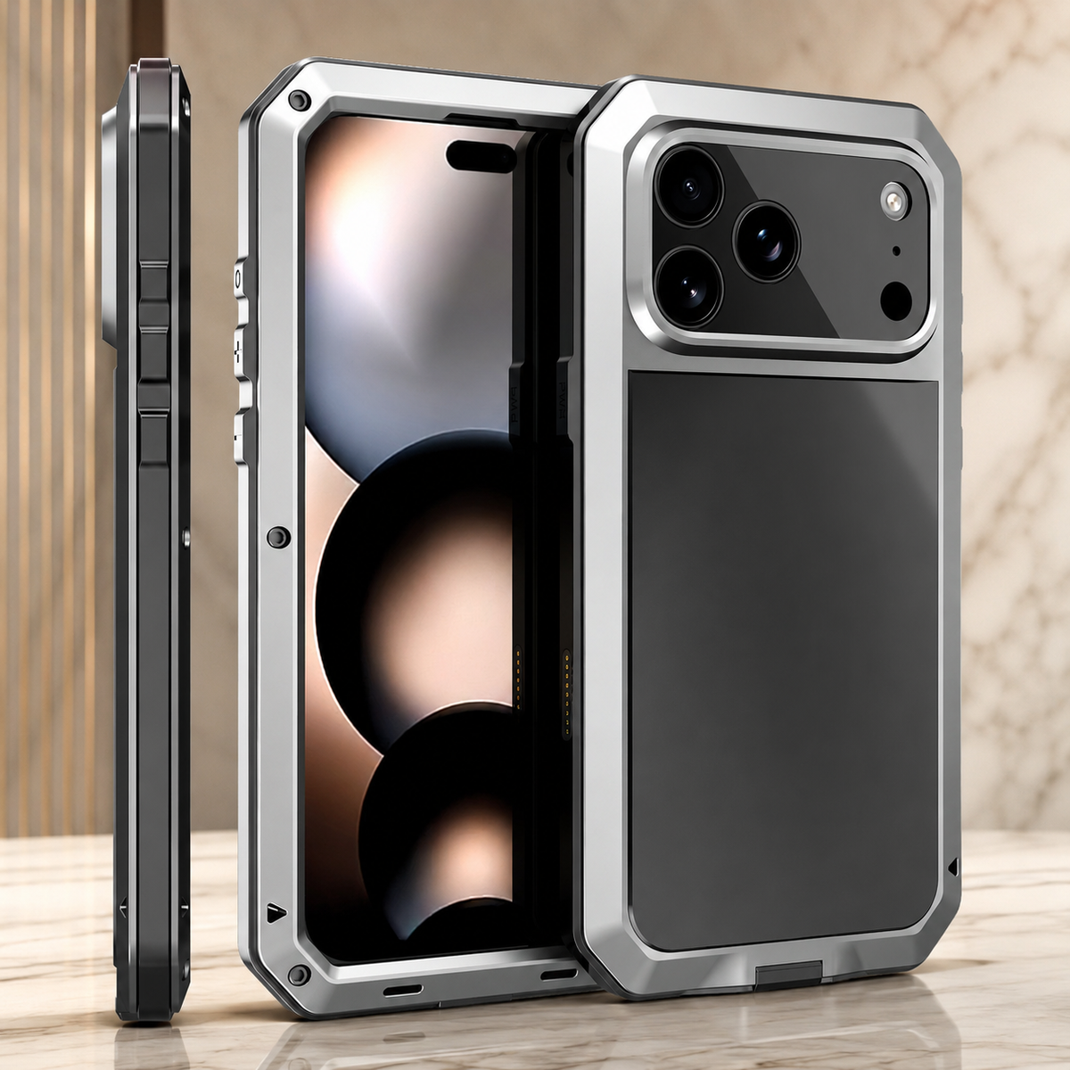 Premium iPhone Case Heavy Duty Aluminum Armor 360 Full Body Shockproof Protective Cover Anti Scratch Anti Fingerprint Non Slip Reinforced Rugged Case