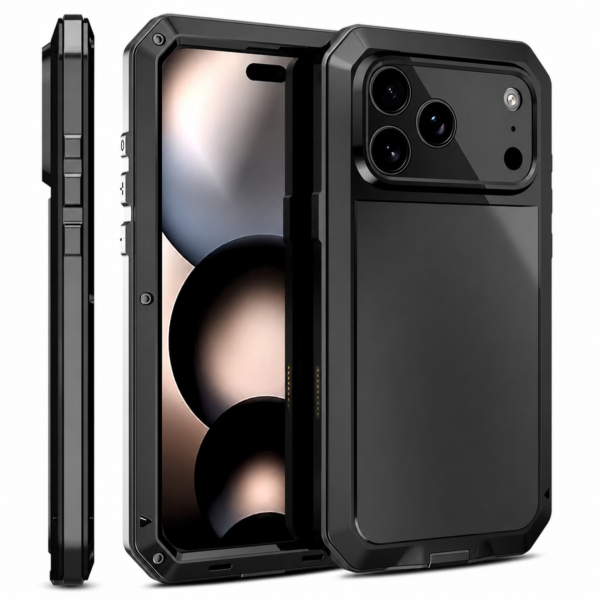 Premium iPhone Case Heavy Duty Aluminum Armor 360 Full Body Shockproof Protective Cover Anti Scratch Anti Fingerprint Non Slip Reinforced Rugged Case