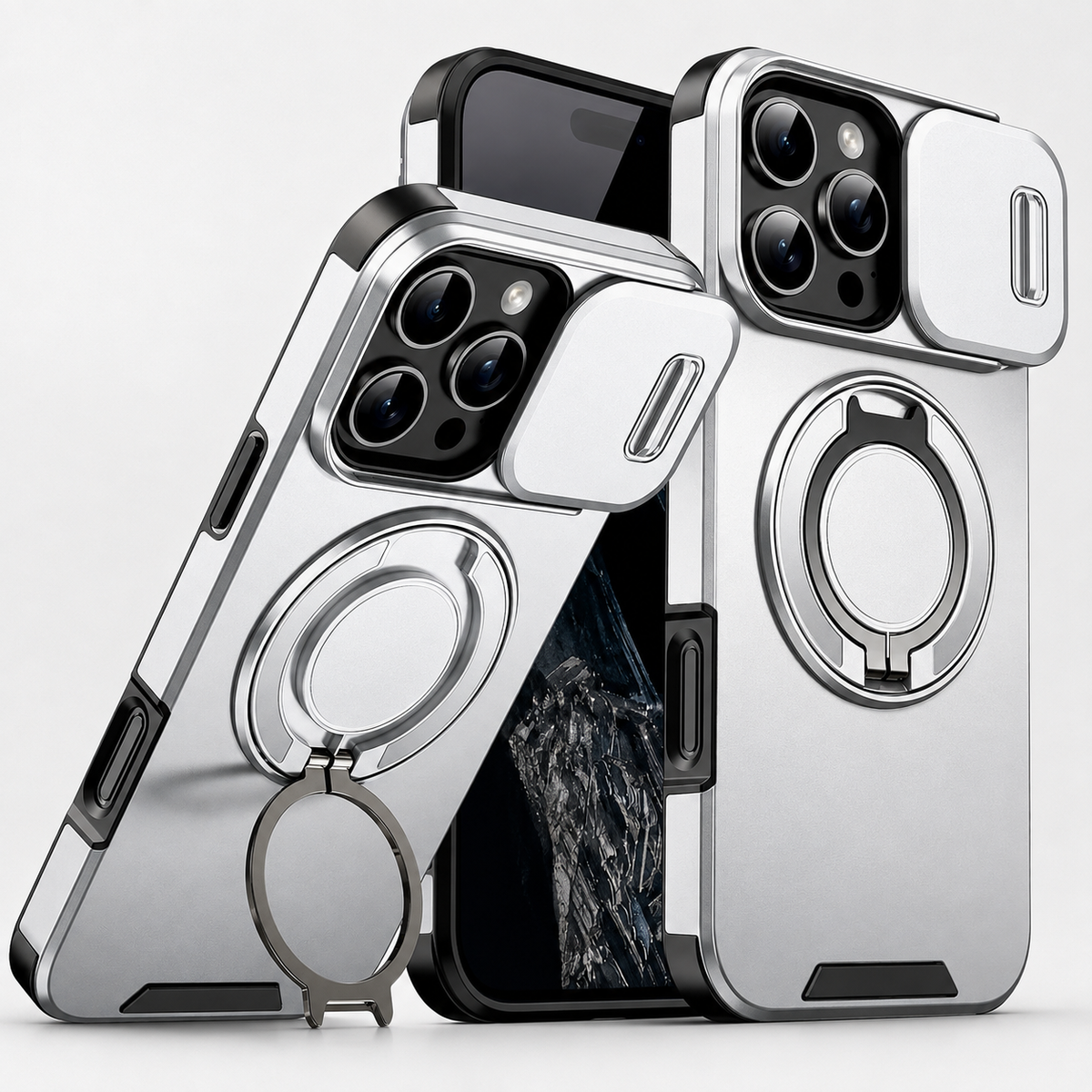 Premium iPhone Case Heavy Duty Armor Shockproof Magnetic Car Mount Stand Holder Anti Drop Rugged Slim Durable Tough Full Protective Phone Cover Shell Case