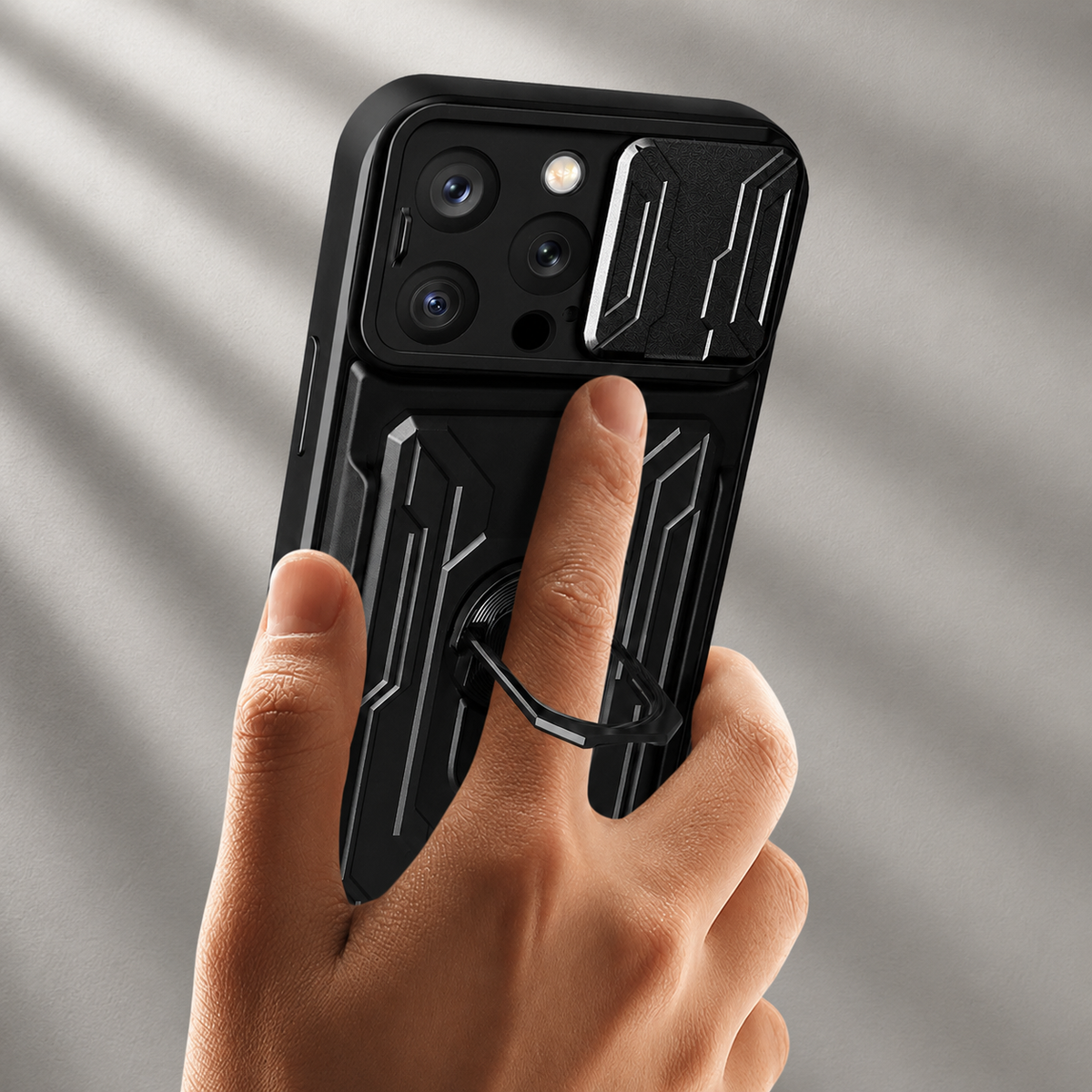Premium iPhone Case Heavy Duty Card Pocket Dual Layer Shockproof Armor 360° Ring Stand Magnetic Mount Compatible Rugged Protective Cover for Daily Use