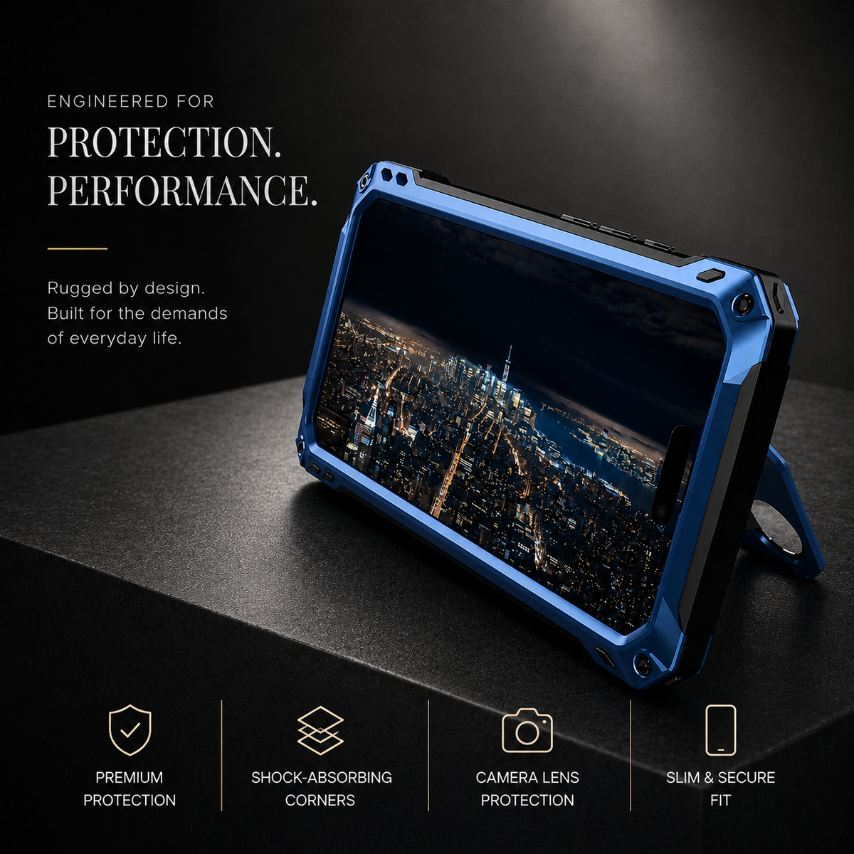 Premium iPhone Case Heavy Duty Metal MagSafe Cover Military Grade Shockproof Aluminum Bumper Camera Guard Kickstand 9H Screen Protection Rugged Design