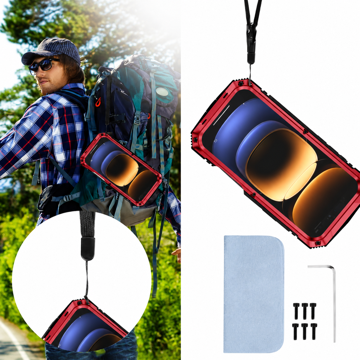 Premium iPhone Case Heavy-Duty Metal MagSafe Rugged Armor with Slide Camera Cover, Tempered Glass Screen Protector, Shockproof 360° Full-Body Design