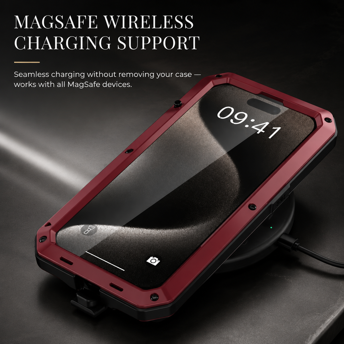 Premium iPhone Case Heavy-Duty Metal MagSafe Rugged Armor with Slide Camera Cover, Tempered Glass Screen Protector, Shockproof 360° Full-Body Design