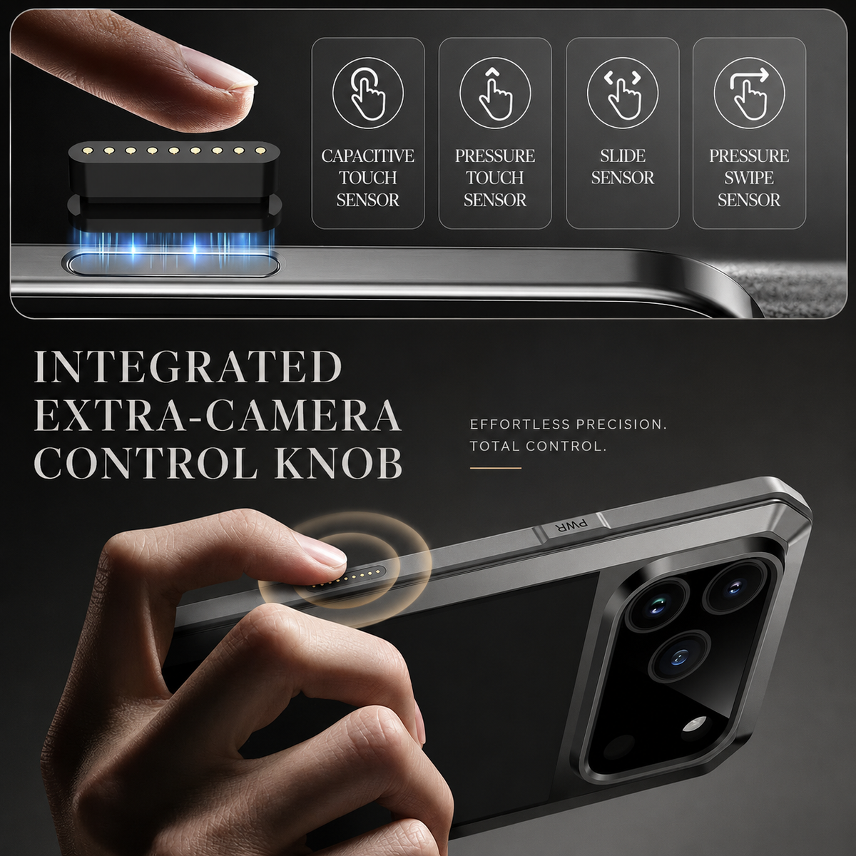 Premium iPhone Case Heavy Duty Metal Shockproof Built In Glass Screen Protector TPU PC Armor Anti Scratch Rugged Protective Cover Raised Edge Design