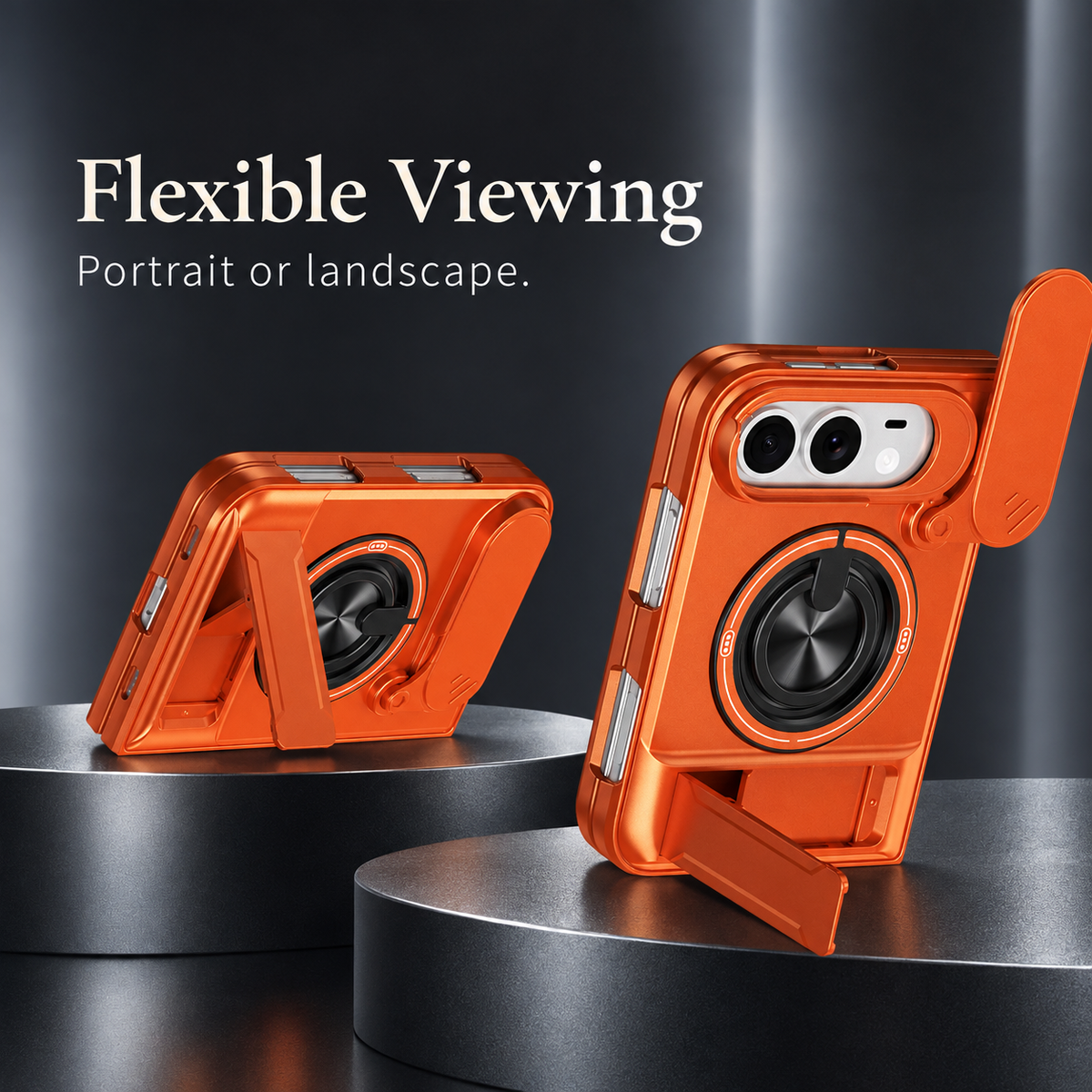 Premium iPhone Case Heavy Duty Rugged Armor Magnetic Ring Stand Slide Camera Protection Foldable Stand Cover Shockproof Tough Durable Protective Phone Case