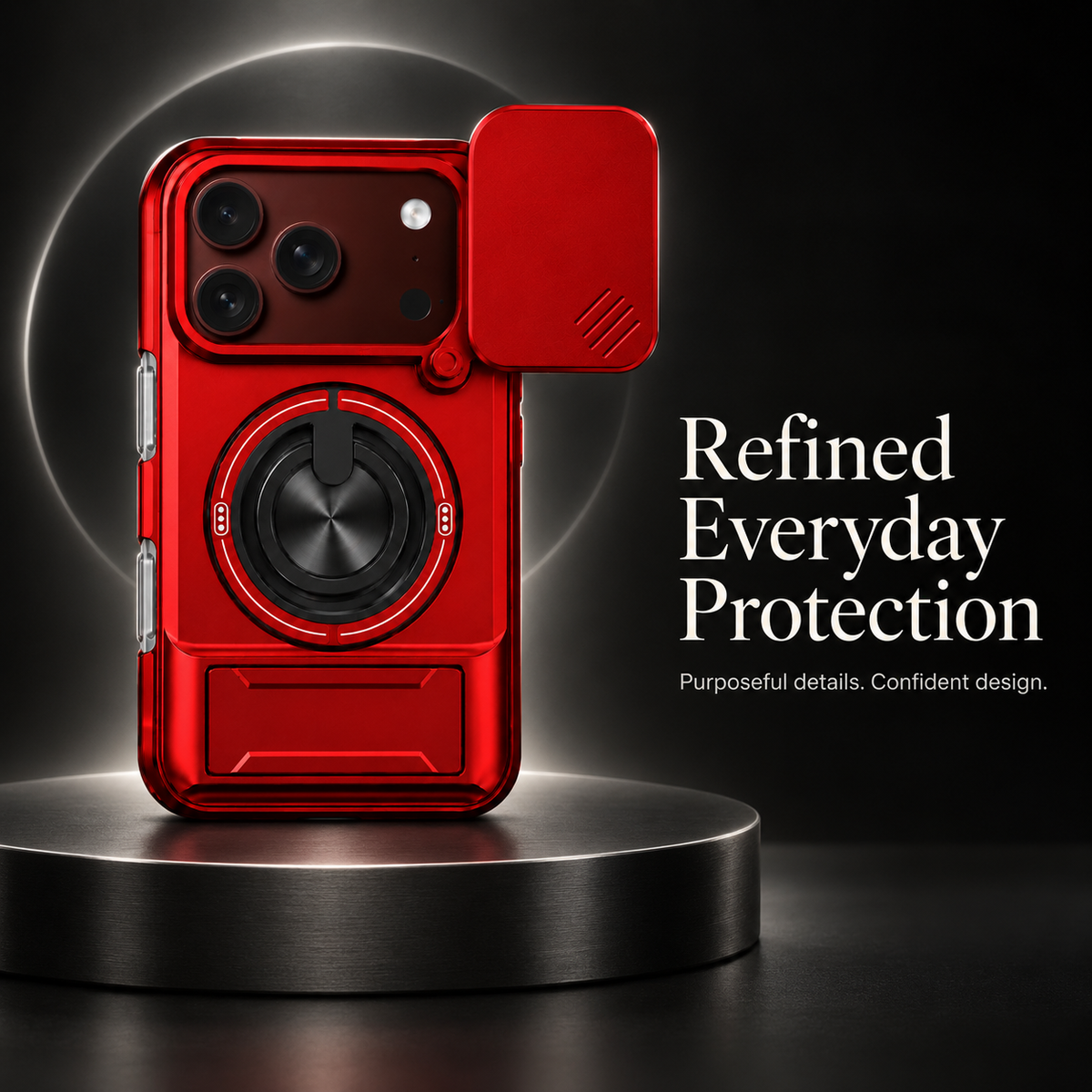 Premium iPhone Case Heavy Duty Rugged Armor Magnetic Ring Stand Slide Camera Protection Foldable Stand Cover Shockproof Tough Durable Protective Phone Case