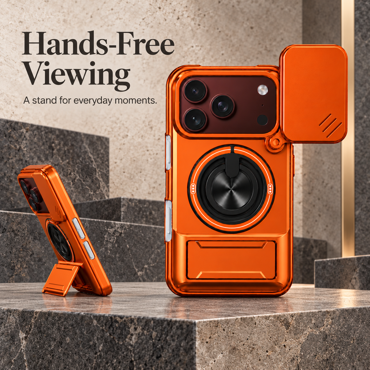 Premium iPhone Case Heavy Duty Rugged Armor Magnetic Ring Stand Slide Camera Protection Foldable Stand Cover Shockproof Tough Durable Protective Phone Case