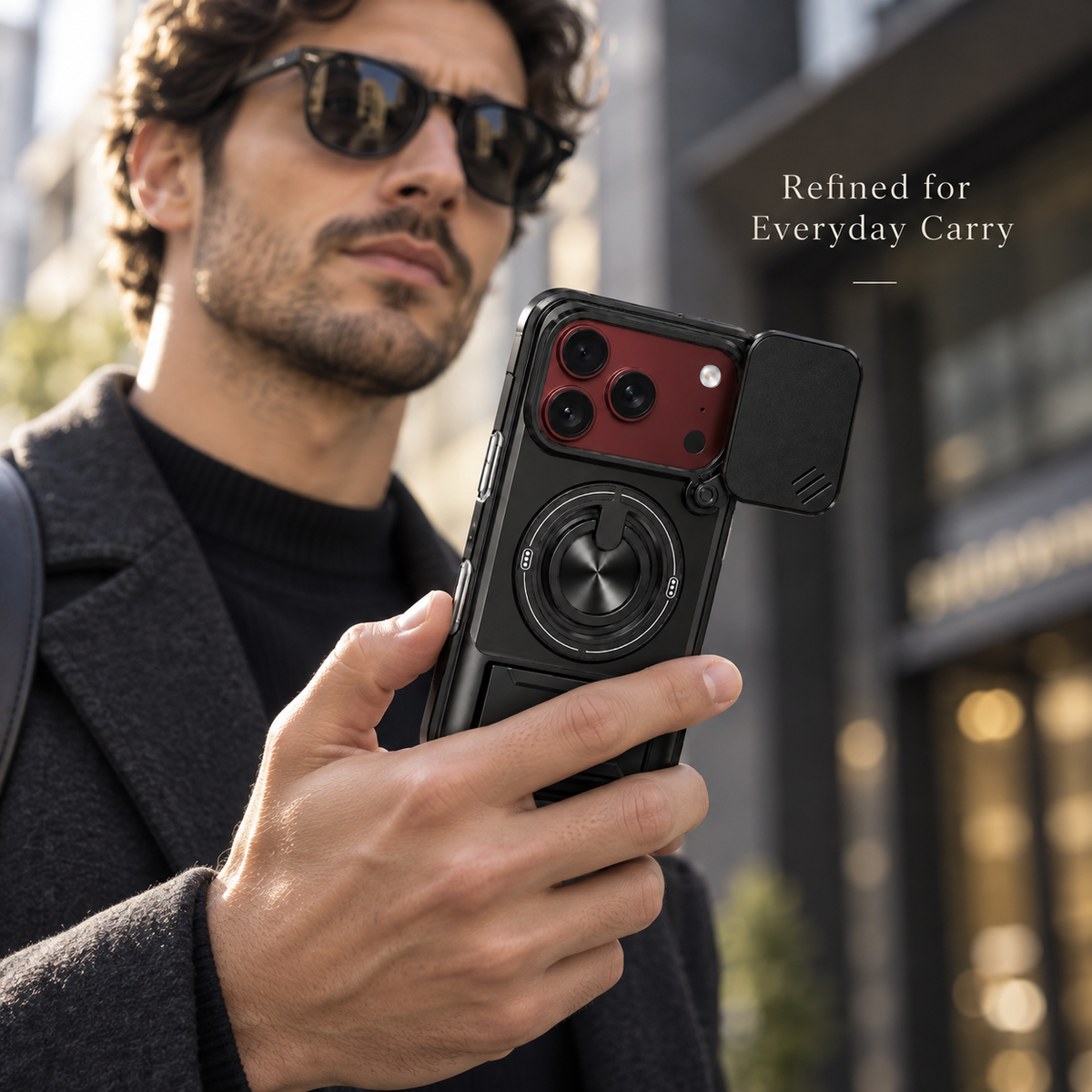 Premium iPhone Case Heavy Duty Rugged Armor Magnetic Ring Stand Slide Camera Protection Foldable Stand Cover Shockproof Tough Durable Protective Phone Case