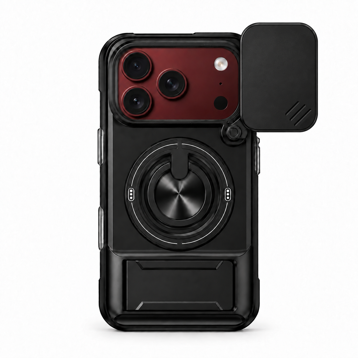Premium iPhone Case Heavy Duty Rugged Armor Magnetic Ring Stand Slide Camera Protection Foldable Stand Cover Shockproof Tough Durable Protective Phone Case